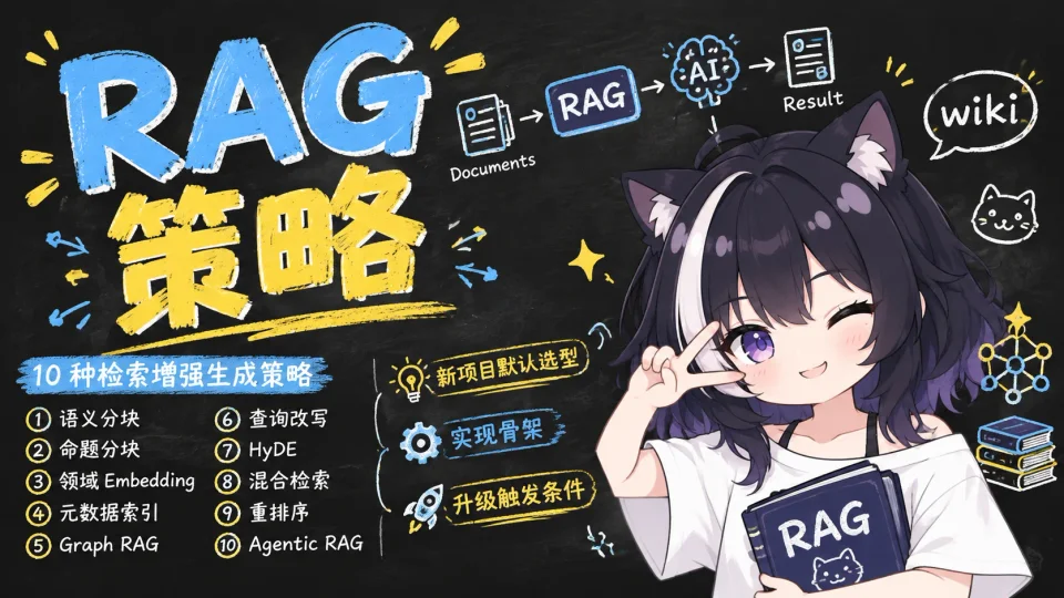 RAG 检索增强生成 10 种策略：分块、混合检索与重排序选型封面图