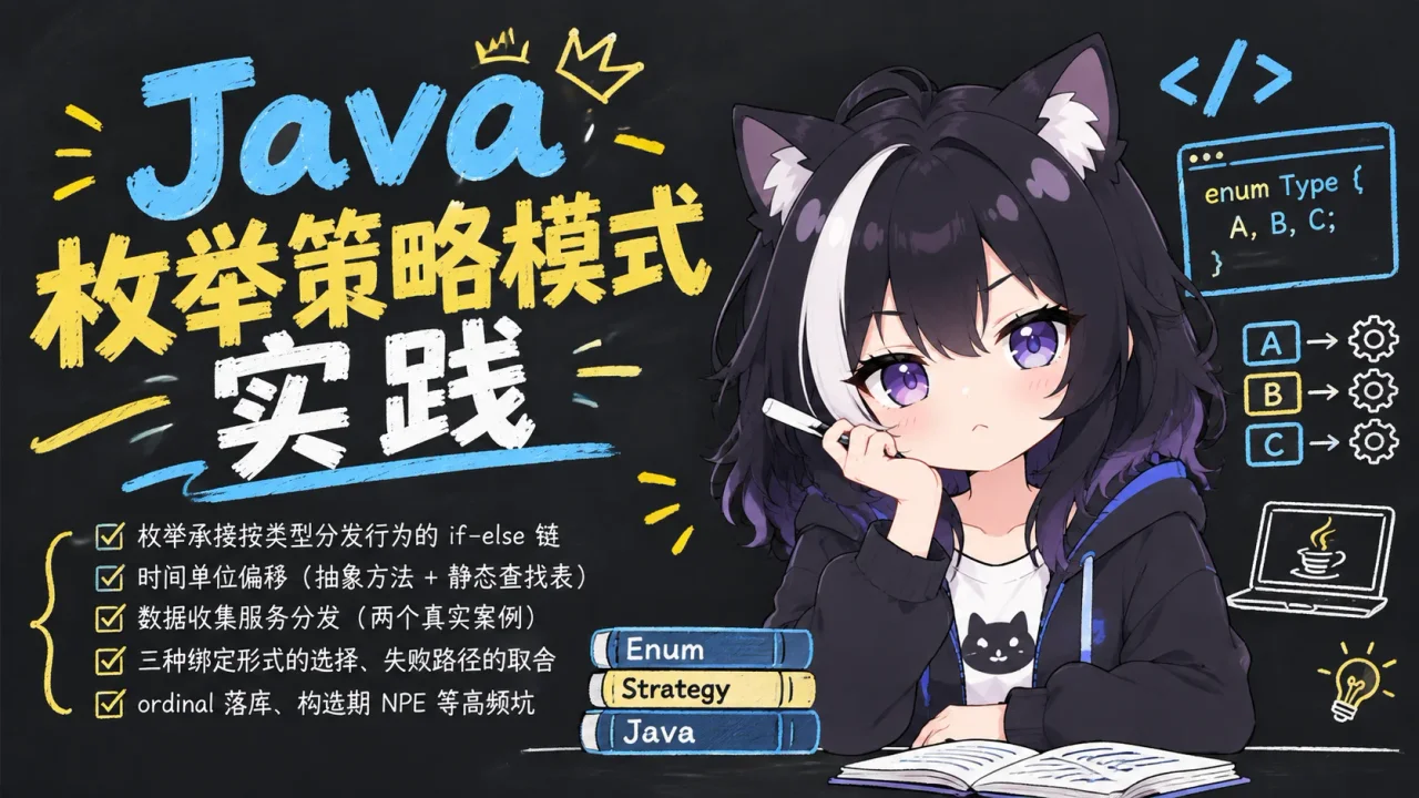 Java 枚举策略模式:用枚举替换 if-else 分发的三种绑定方式 - 封面图