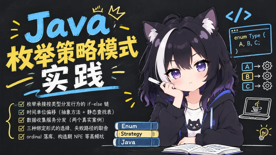 Java 枚举策略模式：用枚举替换 if-else 分发的三种绑定方式封面图