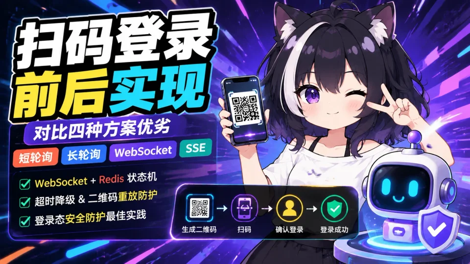 扫码登录实现方案对比:短轮询、长轮询、WebSocket 与 SSE封面图